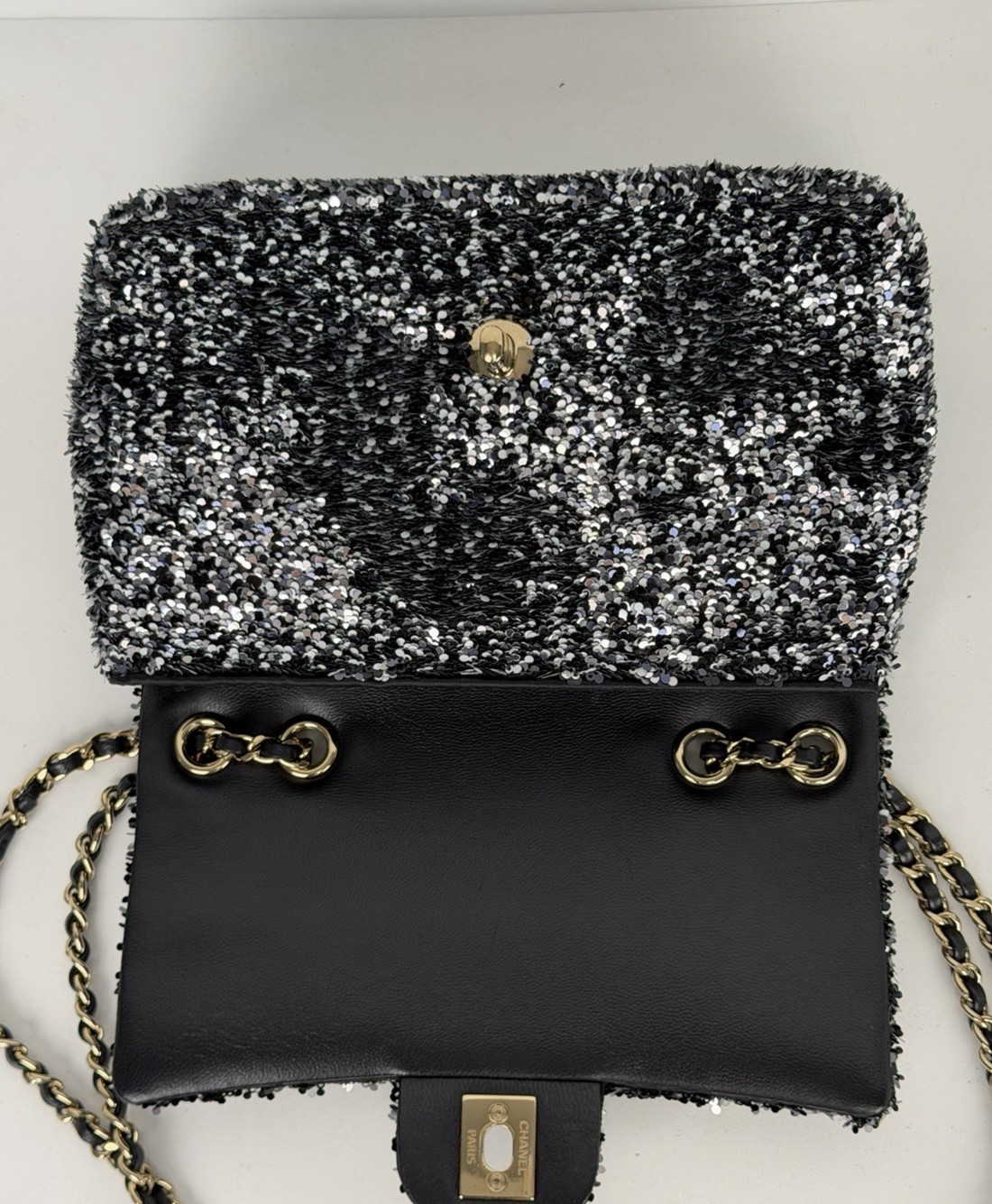 Chanel Sequin Mini Rectangular Flap Bag in Black … - image 11