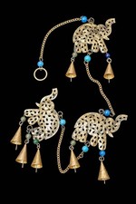 Long Metal Elephant Wall Hanging Fair Trade Ethnic Boho Homewares Windchime