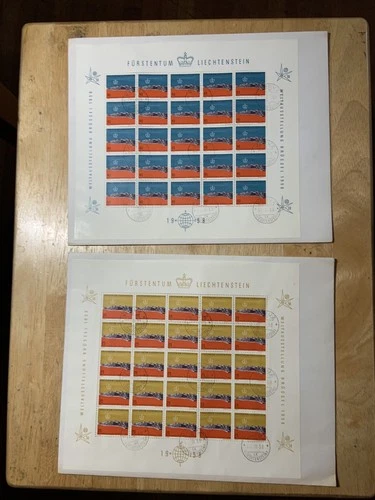 Liechtenstein lot of 2 1958 FDC Covers Sheets Bruxelles Belgium World’s Fair