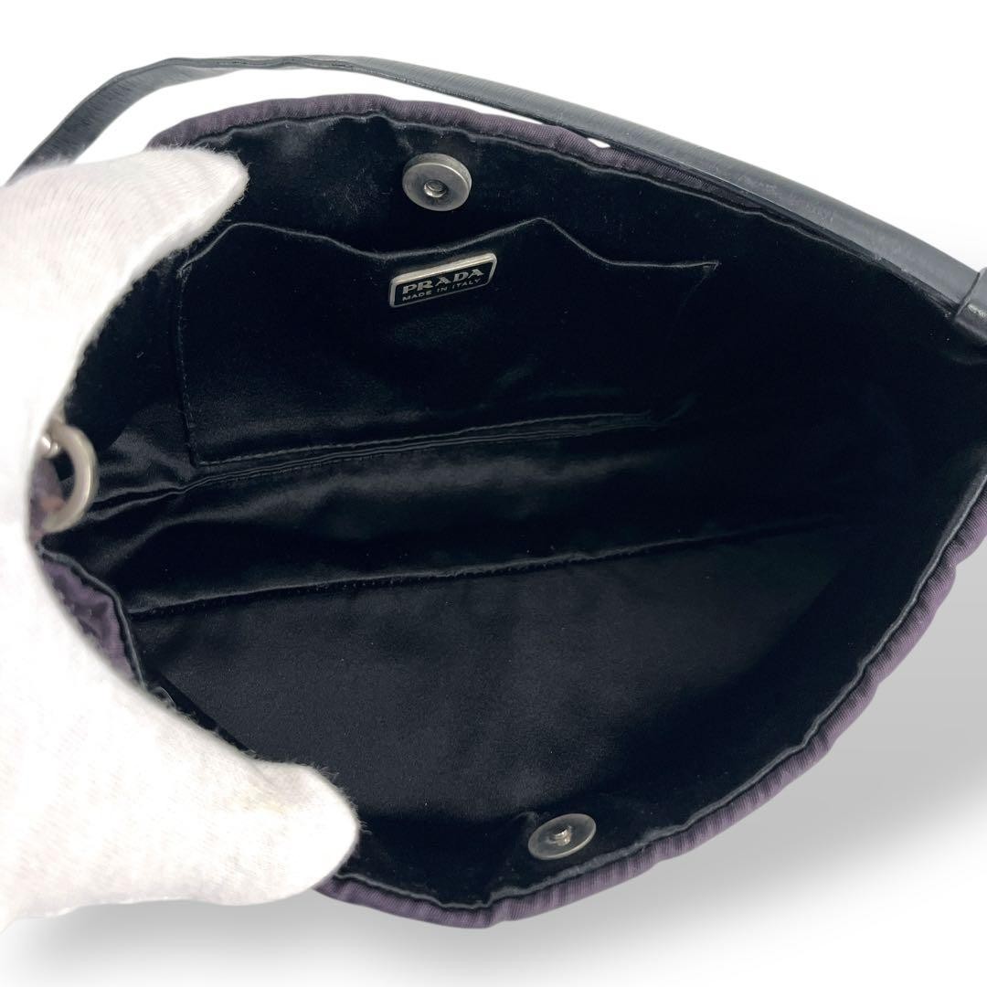 PRADA Accessory Pouch Triangle Logo One Shoulder Bag Nylon Purple Y2K thumbnail 13
