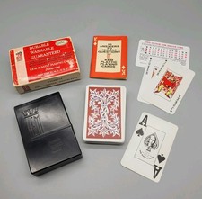 Vtg KEM Plastic Playing Cards Florence Large Print 52 Cards 2 Jokers w/Case