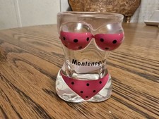 Montenegro Souvenir Shot Glass - 3D Sexy Bikini Body Torso Shape - Pink Polka...