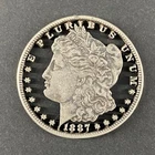 Antique 1887 Morgan Silver Dollar Pierced Coin Pendant