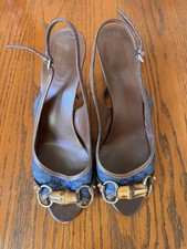 Gucci Horsebit Denim Heels 40.5