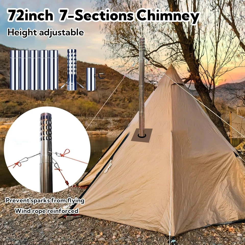 Estufa de leña portátil plegable para acampar - Pararrayos de seguridad incluido Foto 4 de 4