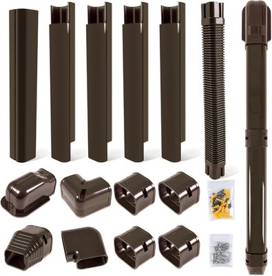 3'' W 10Ft Decorative PVC Line Set Cover Kit for Mini Split Lineset. ..(Brown)