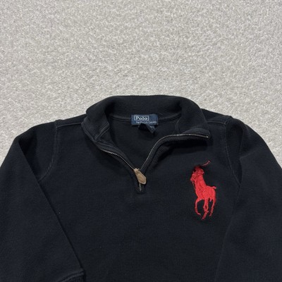Polo Ralph Lauren Toddler Sweater Quarter Zip Black Big Pony