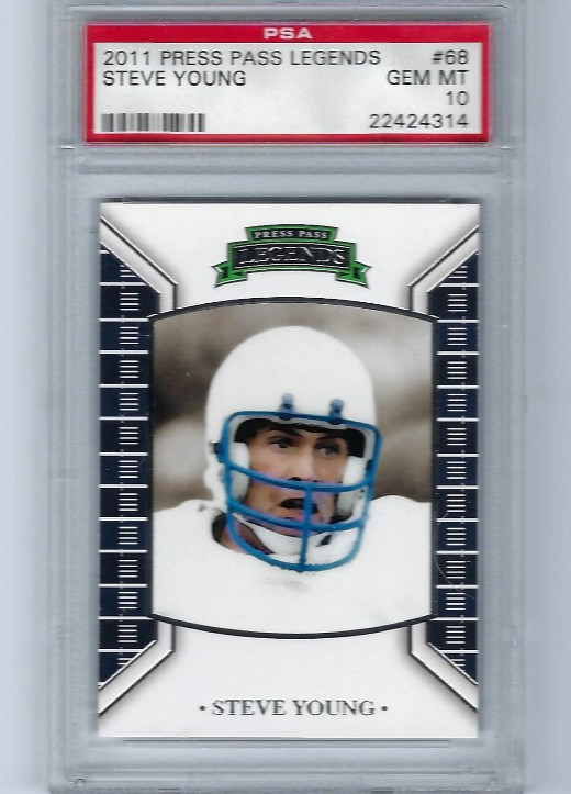 2011 PRESS PASS LEGENDS #68 STEVE YOUNG (RARE) SAN FRANCISCO 49ERS PSA 10 GEM-MT