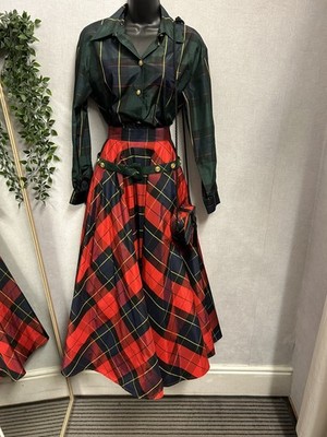 Escada by Margaretha Ley Vintage Tartan Silk Skirt, Jacket, Bag Hogmanay UK8-10
