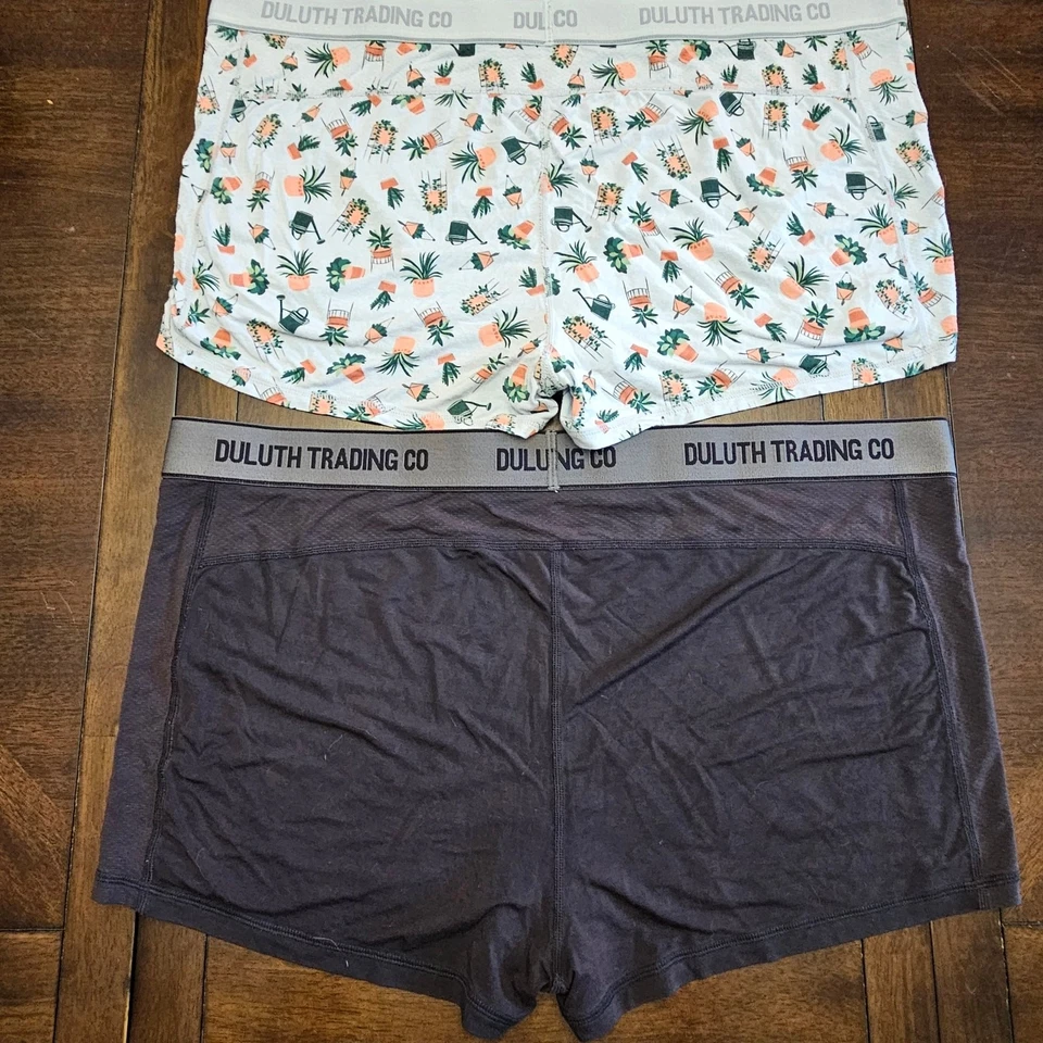 Duluth Trading Co Mujer’s Boyshort Ropa Interior Lote de 2 XL Gris y Estampado Jardín Foto 2 de 4
