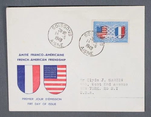 MayfairStamps France FDC 1949 French-American Friendship First Day Cover aax_191