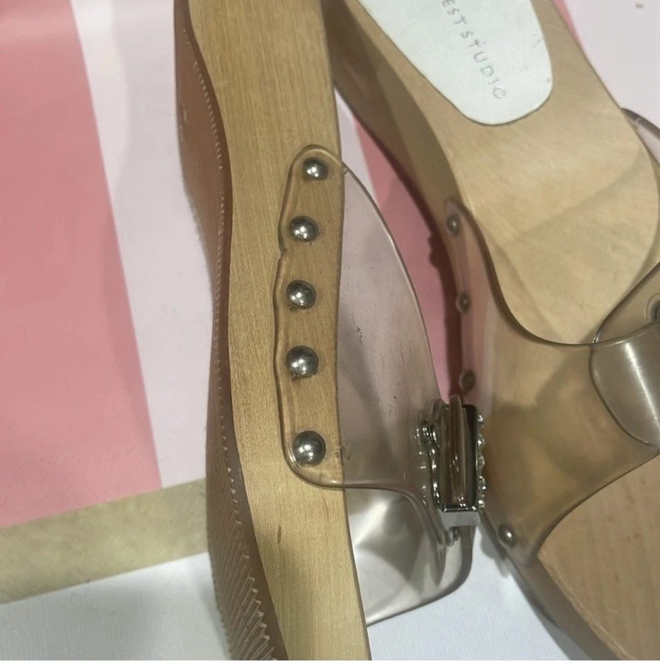 Sandalias vintage Nine West Slide suela de madera mulas Italia 🇮🇹 Y2K talla 8 Foto 3 de 4