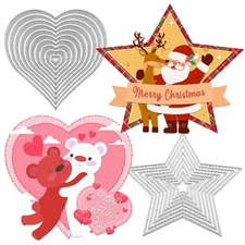 Heart Star Nested Frame Metal Cutting Dies, Scrapbooking, Card Making, DIY Craft