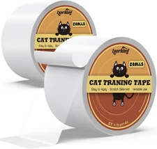 Cat Scratch Tape 2 Rolls Clear Double-Sided Furniture Protector 2.5 x 15 Yards