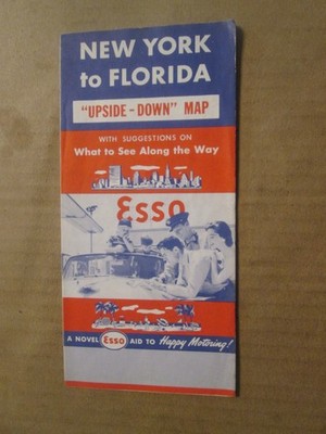Esso Standard Oil Company Highway Road Map of New York to Florida 1957