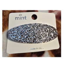 mint Silver Tone Metal Oval Beaded Hair Clip Barrette for Women