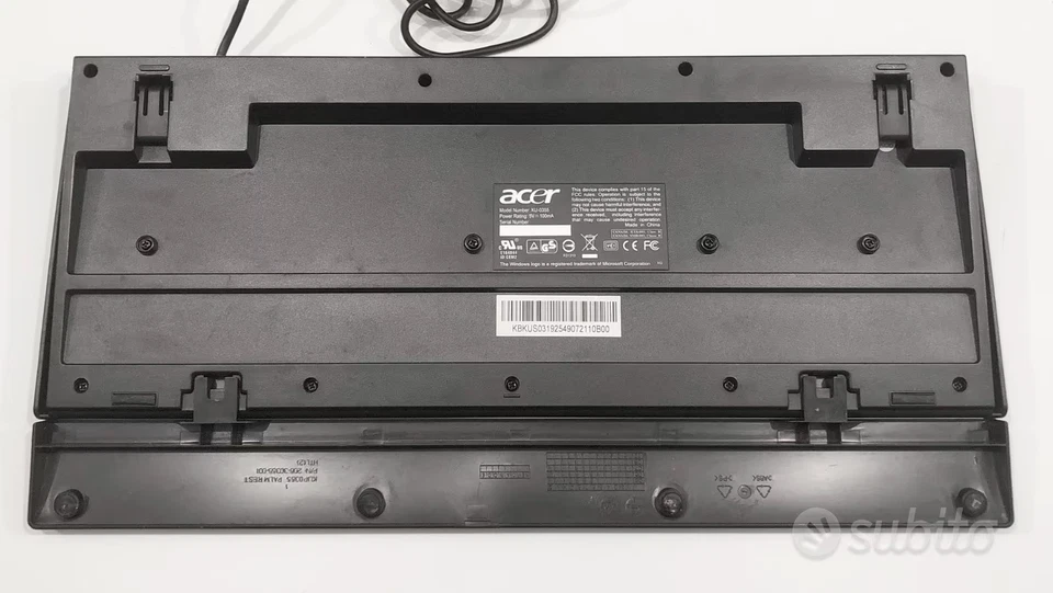 Tastiera Acer KU-0355 con cavo USB tasti multimediali poggia polsi QWERTY - Immagine 2 di 3