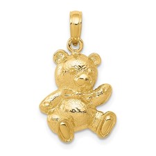 10K Yellow Gold Teddy Bear Shape Charm Pendant 1.64gm