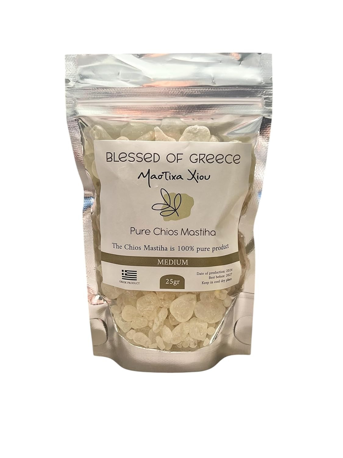 Chios Mastiha Pack 25Gr (0.88Oz) Medium Tears Gum 100% Pure Mastic Gum from Mast