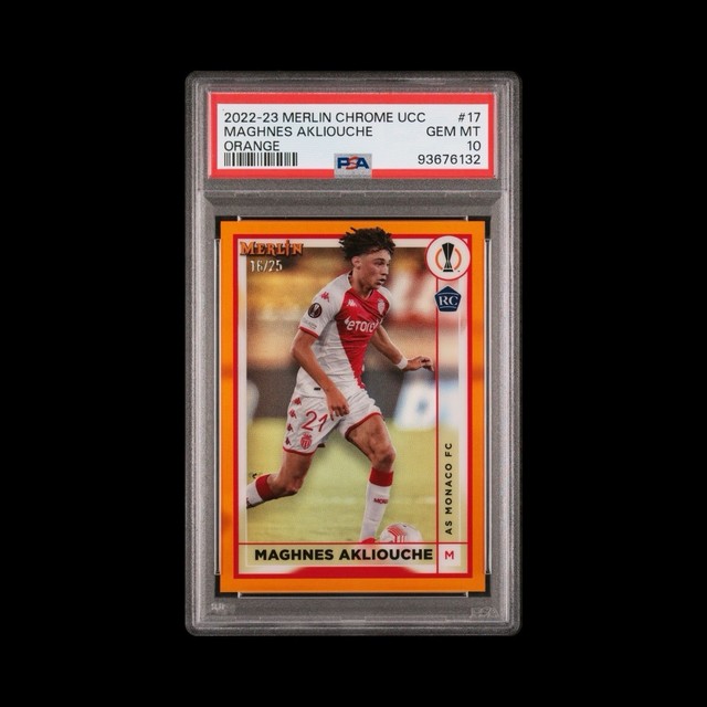 2022-2023 Topps Merlin Chrome UEFA Orange /25 RC Maghnes Akliouche Pop 2