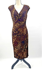 Ralph Lauren Dress Leopard Ruched Faux Wrap 8 Stretch Classic Slimming Office