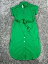 Banana Republic Shirt Dress Womens Xs Green Cotton Wrap Blouson New