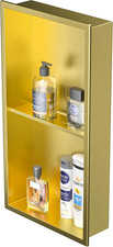 Stainless Steel Shower Niche 24" X 12" Gold No Tile Needed Wall Niche Double She