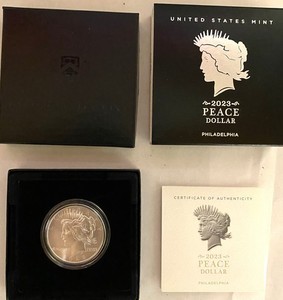 2023 P Uncirculated Peace Silver Dollar 23XH Box & COA