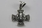 Cross Lilies Fleur de Lis Pendant 925 Genuine Silver /672