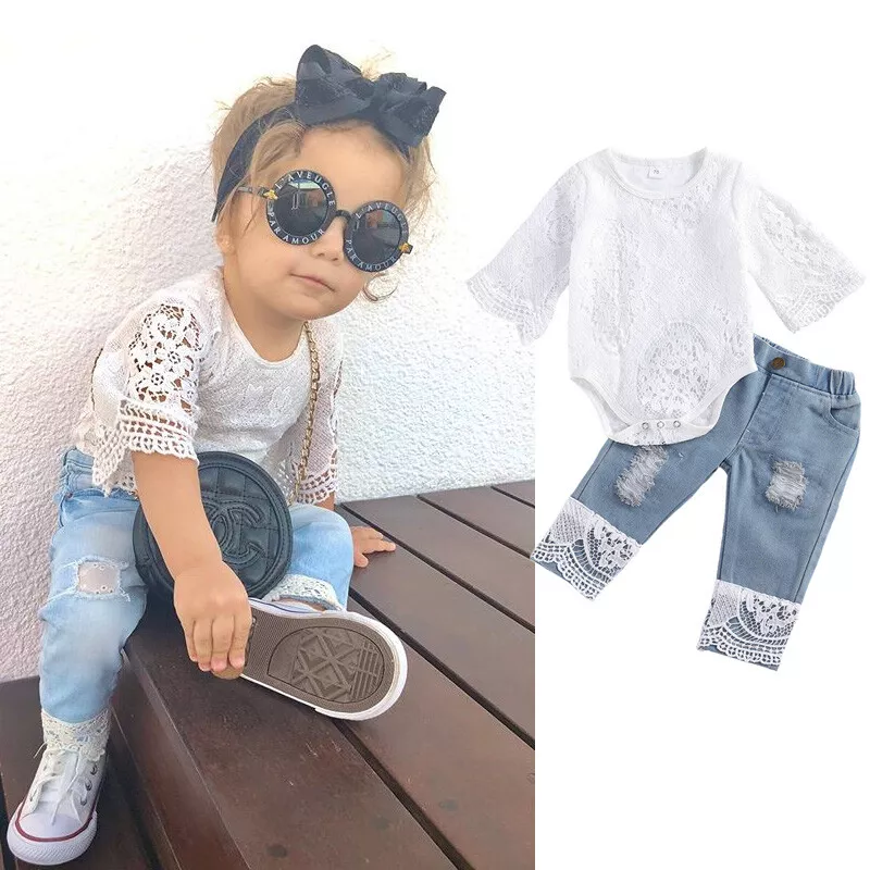 Saea Baby Girl Clothes Toddler Girl Jeans Outfits Ruffle India | Ubuy