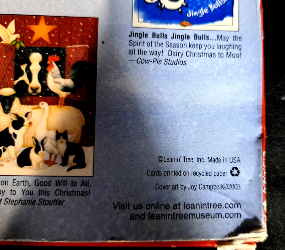 Leanin' Tree 2005 Mooey Christmas Boxed Greeting Cards 1 Card Missing READ - Image 4 of 4