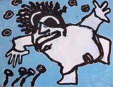 Outsider acrylic on paper painting by Dutch Outsider artist Hans Verschoor