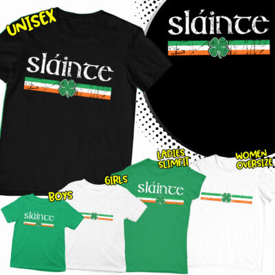 St Patricks Day Slainte Irish Paddys Irland T-Shirts Tee Top #SPD