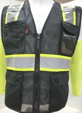 FX High Visibility Reflective BLACK OR BLUE Safety Vest w/ ID pocket FXSV2000-BK