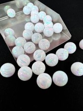 Full Drilled White Synthetic Lab Created Opal Round Beads OP17