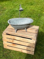 Zinkwanne Blumentopf Badewanne Kräuter Pflanzgefäß Kübel Metallwanne Vintage L