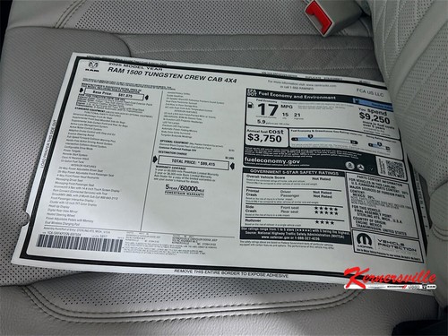 2025 Ram 1500 Tungsten 14in 4WD 4dr Pickup Truck Leather Heated Seats Sunroof - Picture 21 of 22