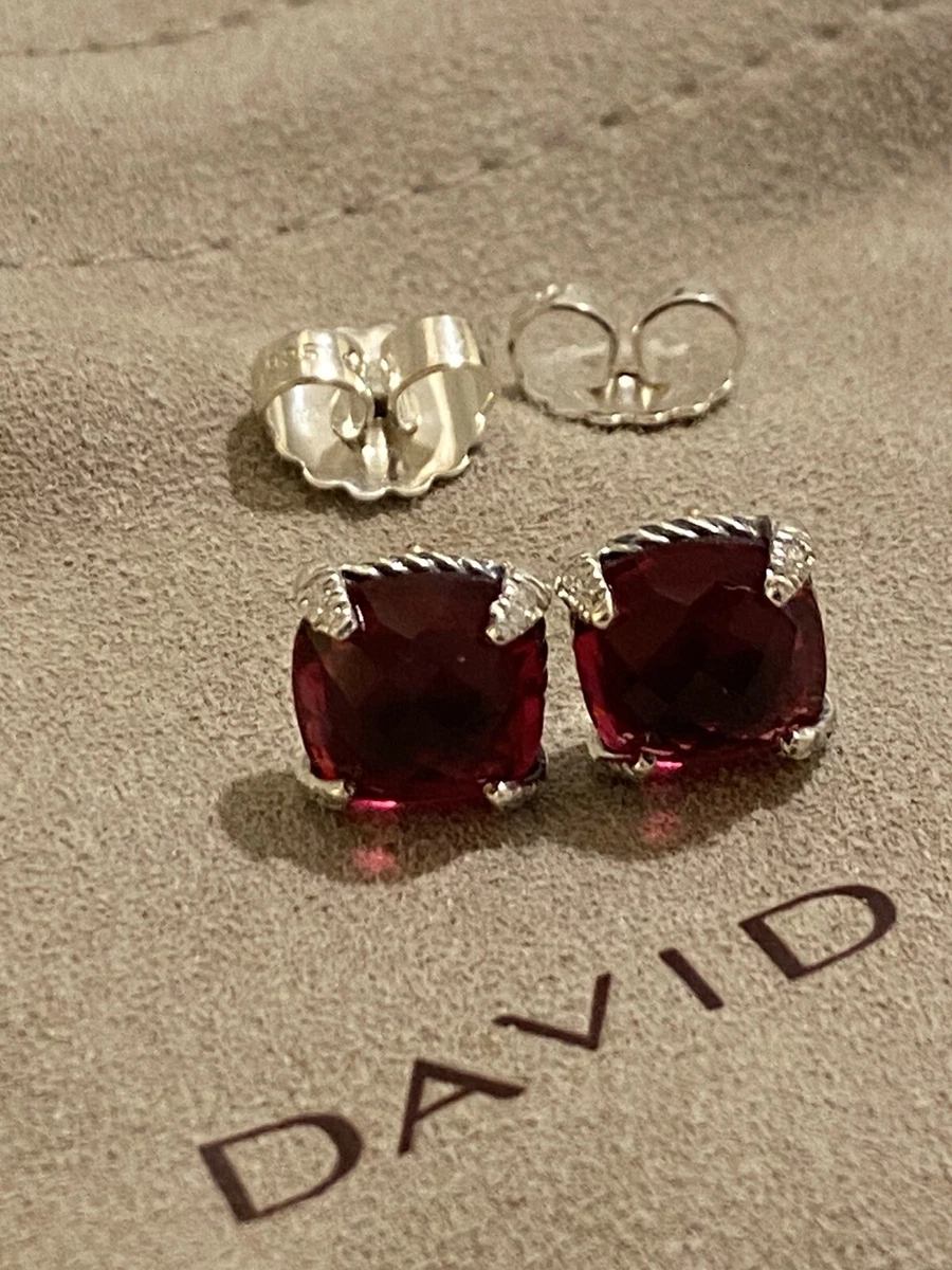 David Yurman 9mm Pink Tourmaline Diamond Chatelaine Stud Earrings