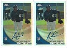 2010 TOPPS CHROME REFRACTOR RC AUTO IVAN NOVA LOT (2 CARDS) #/499