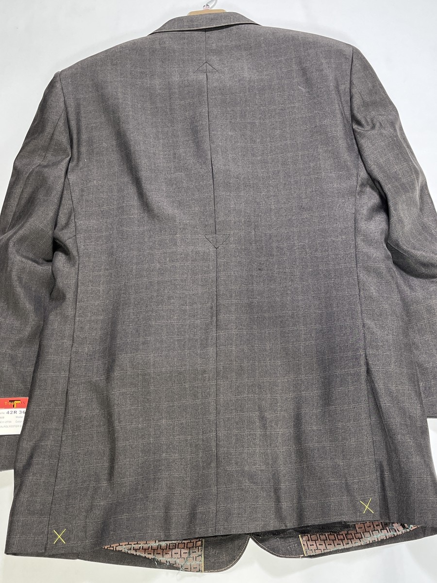 Mens T Fusion Chocolate Brown Check Suit Size 42R 36W NEW | eBay