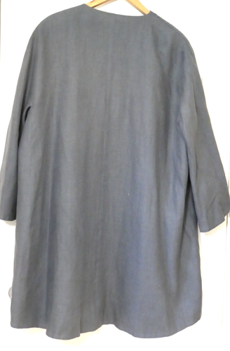 JEAN MUIR Light Blue Linen 3/4 Wide Sleeve Waterfall Front Lined JACKET - 14-20 - Picture 13 of 16