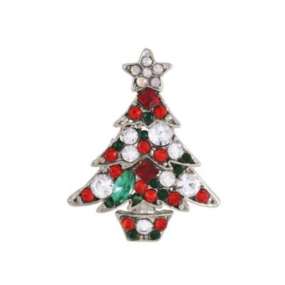 Yuletide Multi Österreichische Kristall Weihnachtsbaum Silber Ton Brosche