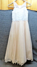 Rare Edition Pale Pink/Champagne Chiffon Girls Dress - Size 10