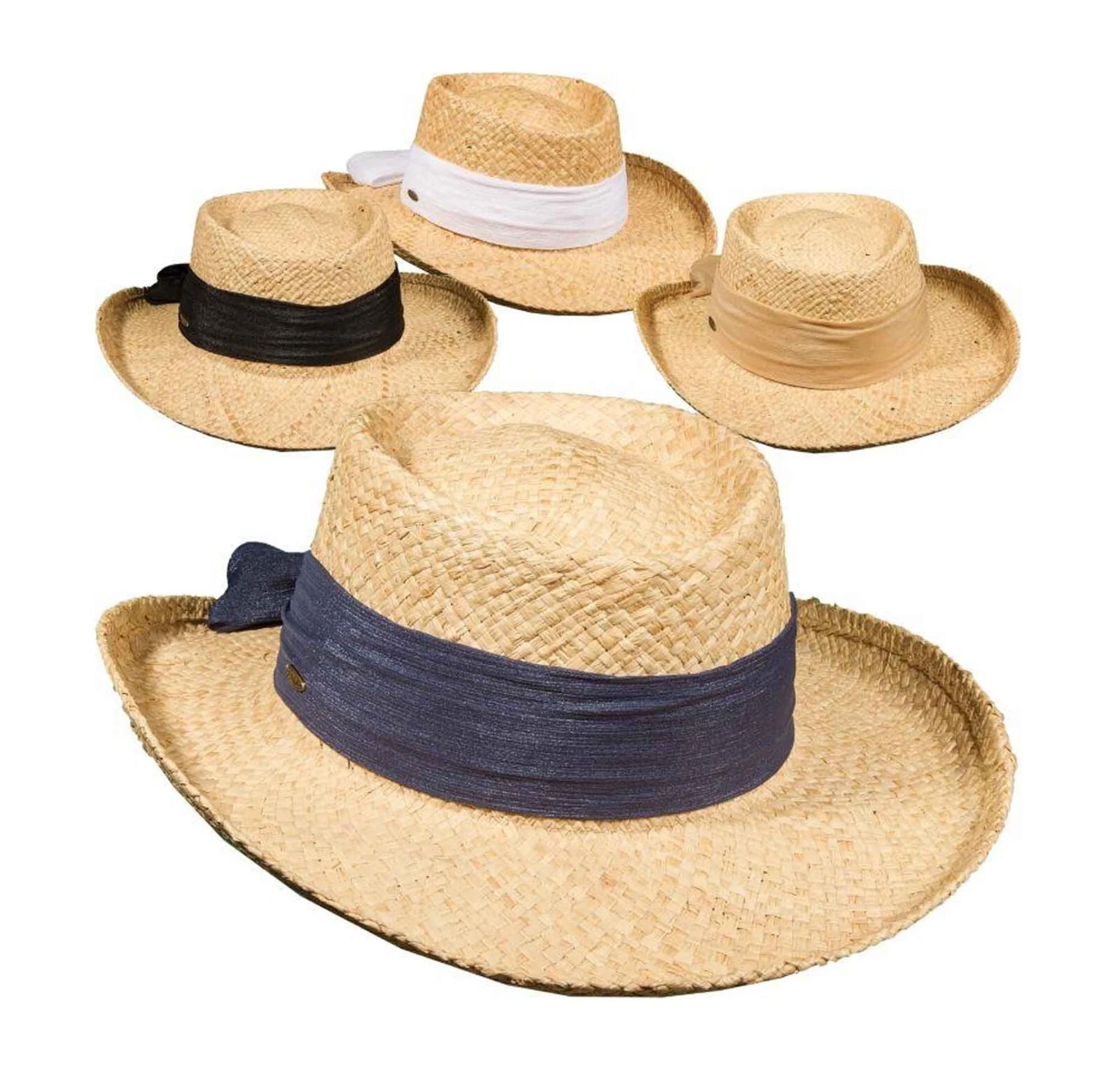 "Porquerolles" Scala Women's Hand-Woven Raffia Gambler Sun Hat, #LR546