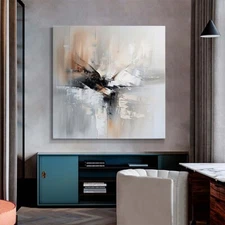 Hand-painted Abstract Oil Paintings On Canvas Wall Art Home Decor Gray