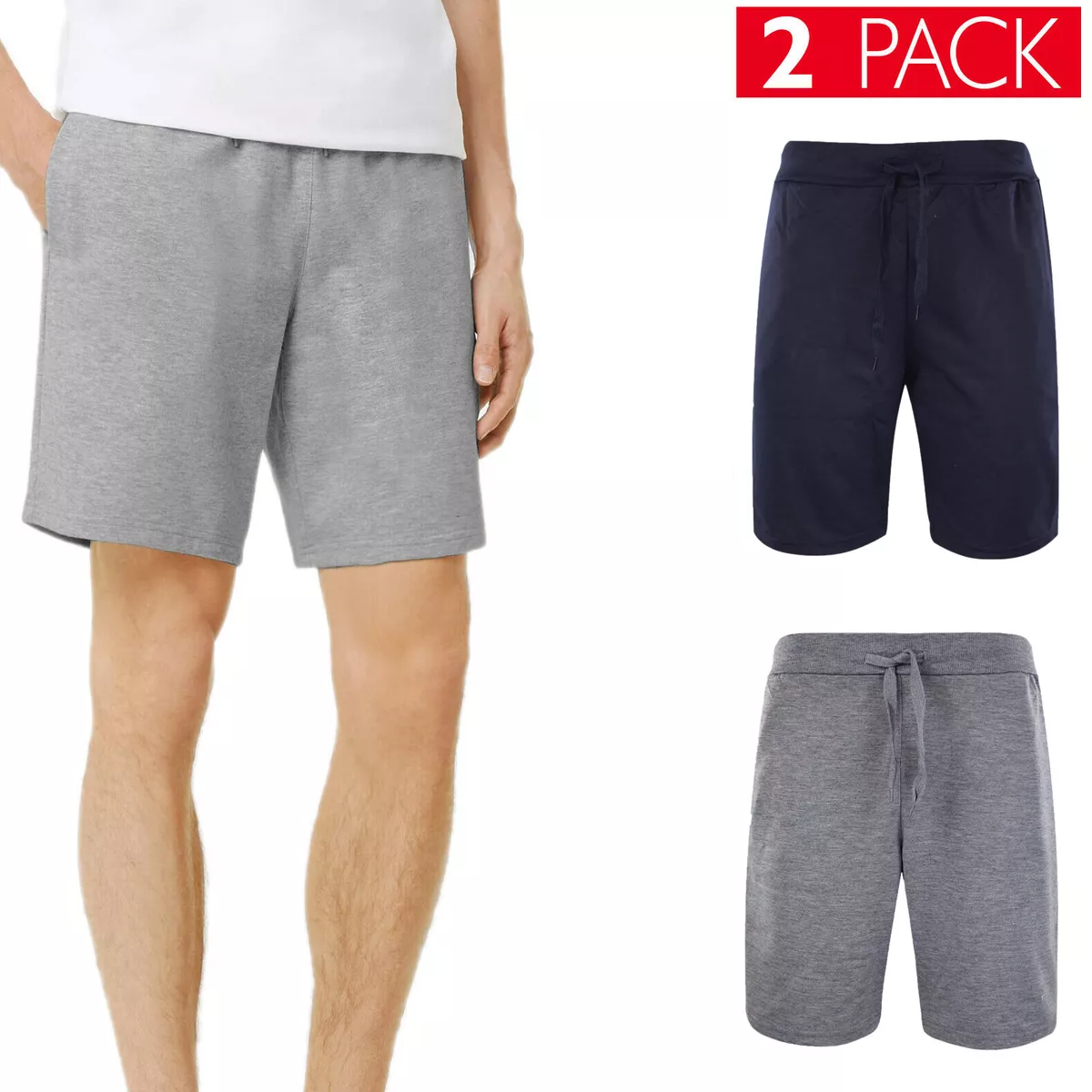 2 Pi ces Bermuda Homme Coton Casual Gym Entrainement Short Court