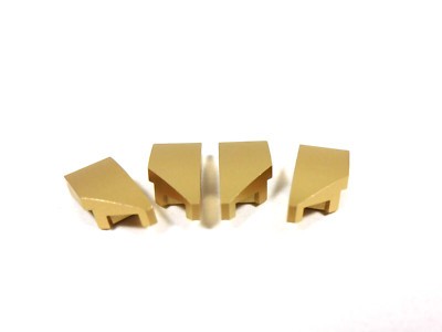 LEGO Lot of 4 Metallic Gold 2x1 Curved Slope Bricks P8