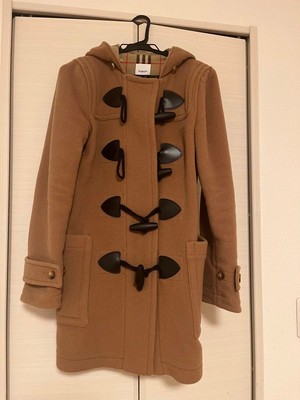 Burberry Women US Size S Beige Duffle Wool Coat Classic Design