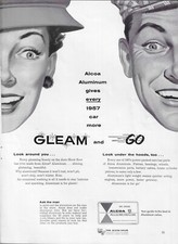 1956 Alcoa Aluminum Gives Gars Gleam & Go Wont Chip Blister Vintage Print Ad
