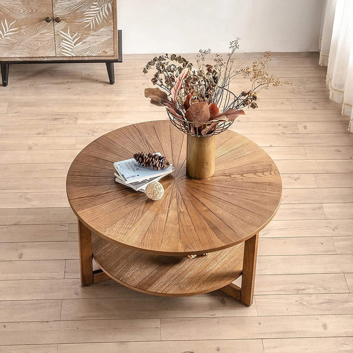 Tiered wood coffee on sale table